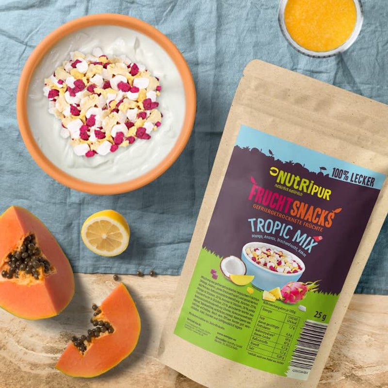 Mieszanka owoców liofilizowanych „Tropic-Mix” 100g I Owoce leśne i suszone I Mieszanka kokosa, smoczego owocu, mango i ananasa I NutriPur Produkty suszone Naty Shop