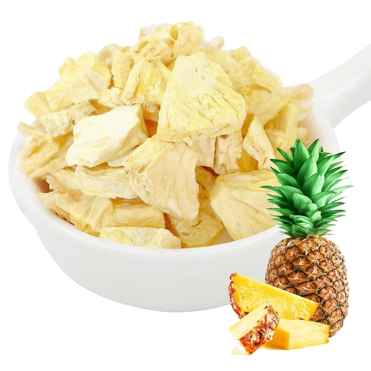 Ananas liofilizowany 250g, duże kawałki, owoce liofilizowane w plasterkach, niesłodzone, owocowe kawałki ananasa, ananas suszony Produkty suszone Naty Shop
