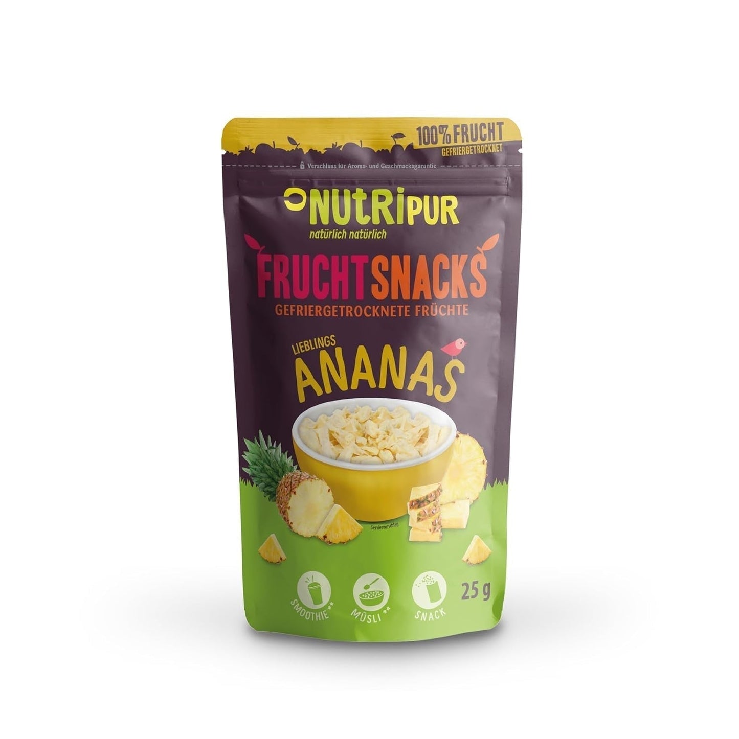 BITS ananas liofilizowany 100g duże kawałki do smoothie, musli, posypki do owsianki - owoce liofilizowane bez dodatku cukru - ananas suszony - owoce od NutriPur Produkty suszone Naty Shop Domyślny tytuł