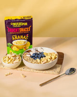 Ananas liofilizowany BITS 100g duże kawałki do smoothie, musli, polewy do owsianki - owoce liofilizowane bez dodatku cukru - ananas suszony - owoce od NutriPur Produkty odwodnione Naty Shop