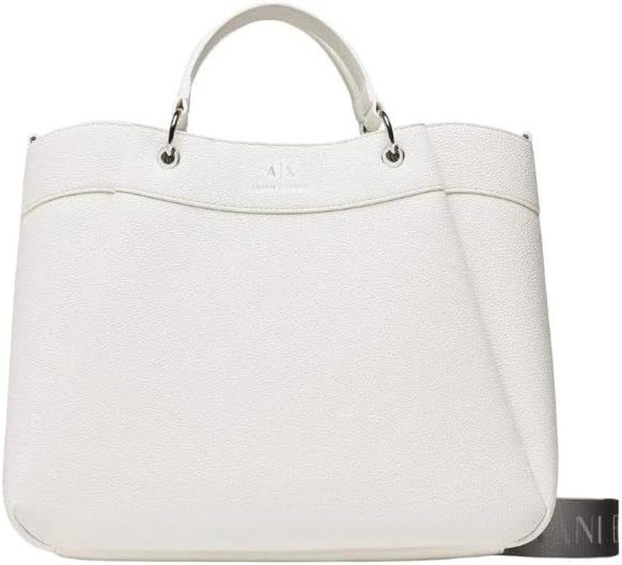 Armani Exchange Essential dla kobiet, fala, srebrne nadrukowane logo Zakupy L Torby damskie Naty Shop White