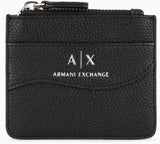 Armani Exchange Mały damski pasek na kredyt z zatrzaskiem Akcesoria podróżne - Etui na karty w kopercie Czarny portfel Damski sklep Naty Czarny Rozmiar uniwersalny