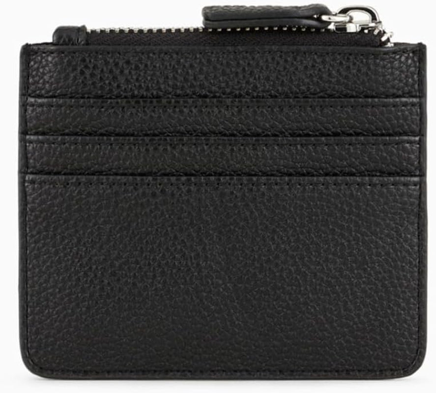 Armani Exchange mały damski zatrzaskowy pasek kredytowy akcesoria podróżne-etui na karty w kopertach, czarny portfel damski Naty Shop