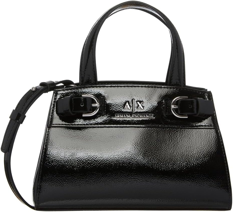 Armani Exchange Ladies Milano 91 Mały rozmiar Błyszcząca powierzchnia Tote S Torby Damskie Naty Shop Czarny