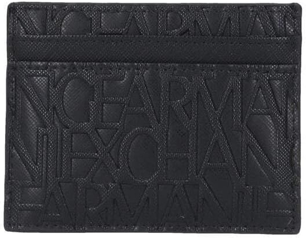 Niezbędny męski portfel Armani Exchange Ivan SLG, logo na całej powierzchni Eleganckie i funkcjonalne etui na karty kredytowe, portfel męski Nero Naty Shop Nero Rozmiar uniwersalny