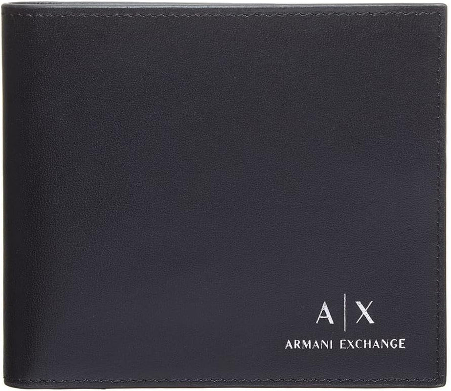 Niezbędna męska zwykła skóra Armani Exchange, zestaw upominkowy 2 pezzi, portfel i brelok, Portofel Barbati Naty Shop Domyślny tytuł