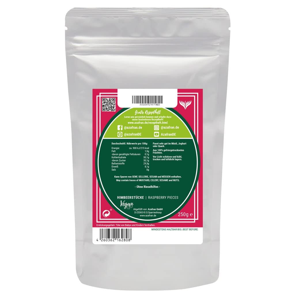 Malina Azafran - liofilizowane kawałki malin 250g Produkty suszone Naty Shop