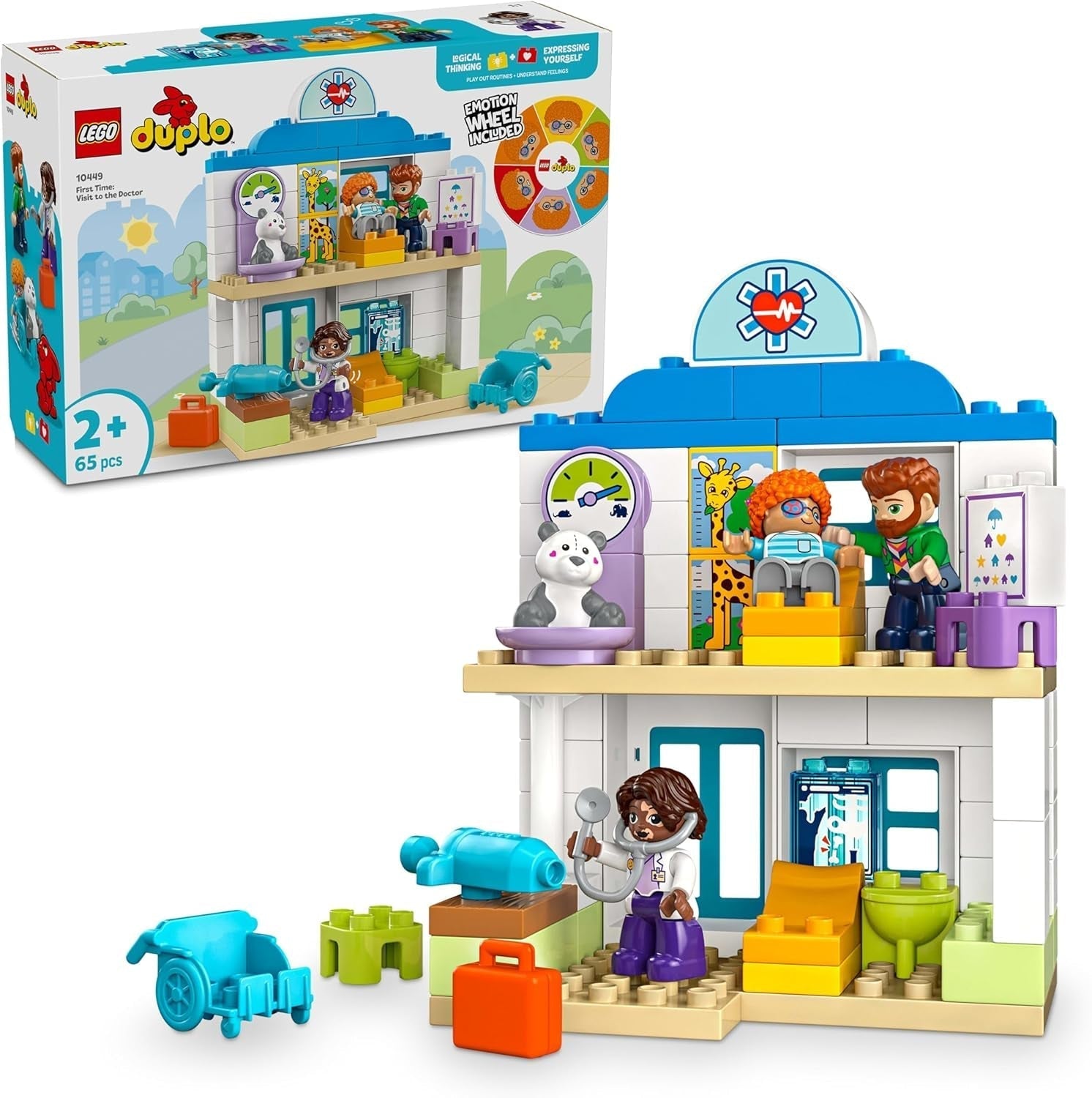 Miasto LEGO DUPLO Pierwsza wizyta u lekarza, zabawka do budowania, zestaw do rozwijania umiejętności motorycznych, prezent dla dwuletnich maluchów, zabawka edukacyjna, odgrywanie ról w szpitalu 10449 Zestawy do budowania Besuche den LEGO-Store Default Title
