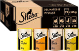 SHEBA Mokra karma dla kotów - 72 saszetki x 85g - Odmiana dla drobiu w galarecie - Mokra karma dla kotów - 1 duże opakowanie