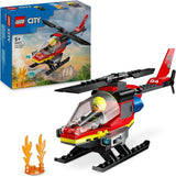LEGO City Helikopter straży pożarnej, zestaw zabawkowy helikopter i figurka pilota, helikopter strażacki zapewniający pomysłową zabawę, prezent dla dzieci, chłopców i dziewcząt od 5 lat 60411 Zestawy do budowania Besuche den LEGO-Store Singur