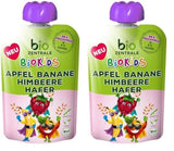 biocentral BioKids Przecier owocowy Jabłko Banan Malina Owies | 12x90g | Owocowa przekąska bez dodatku cukru | Wegańskie (opakowanie 2 szt.)