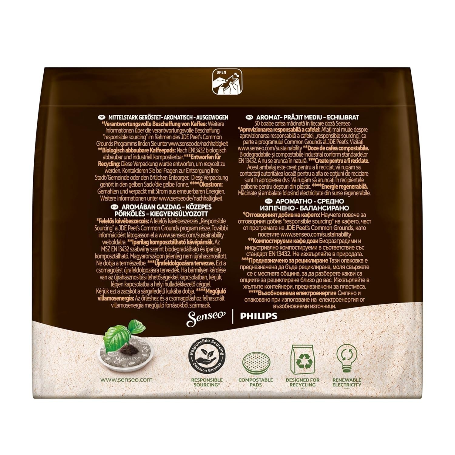 Senseo Pads Caffè Crema, 5 x 16 Getränke, 80 kapsułek Kaffeepad