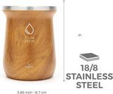 Zestaw do herbaty Yerba Mate balibetov (filiżanka Mate) wykonany ze stali nierdzewnej z bombillą (słomką) do mate, Łatwy w czyszczeniu i bardzo trwały Zestaw do Yerba Mate (DREWNO)