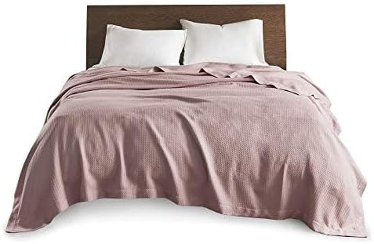 Madison Park 100% bawełna egipska, oddychający koc pocieszyciel Premium Knit Luksusowy sezon Lekki pokrowiec na rozkładaną sofę i kanapę Pełne/łóżko małżeńskie Rose Naty Shop Kołdry i kołdry