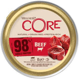 Wellness CORE 98% 12 x 85g, Wołowina - Mokra karma dla kotów, gęsty pasztet, bez zbóż, naturalna, hipoalergiczna, bogata w białko, bogata w mięso