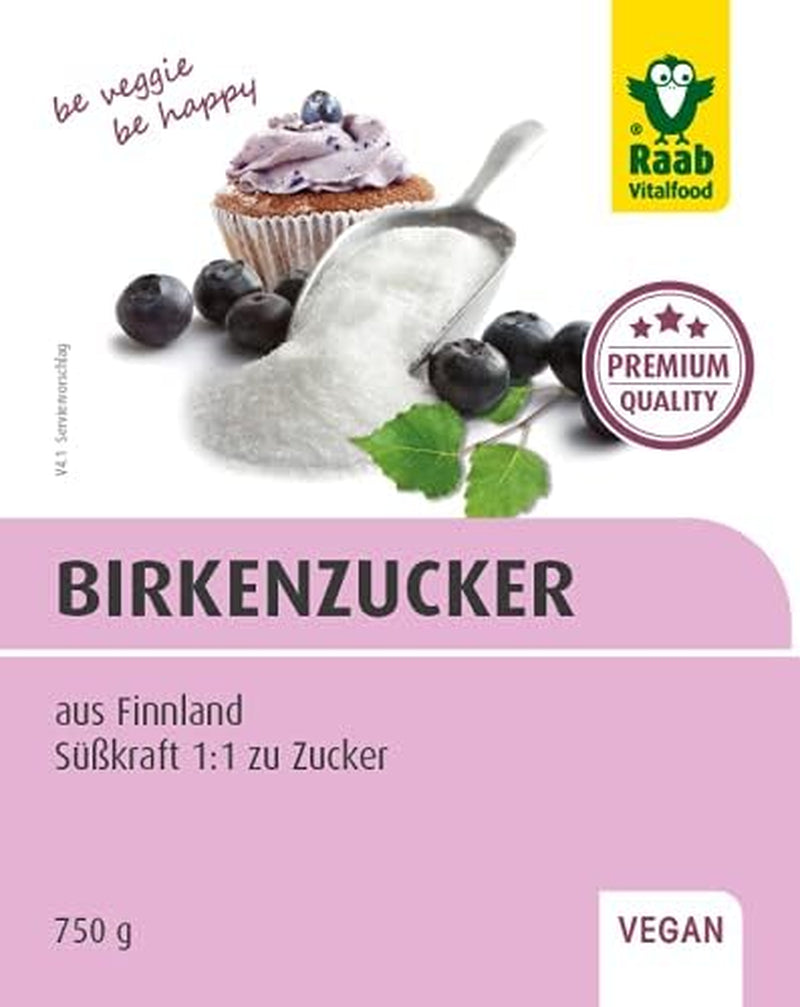 Raab Vitalfood Premium Birkenzucker, Xylit, Wegańskie, 1:1 Zucker-Alternatywa, Süßungsmittel, Zahnfreundlich, Vorratspack, 750 G Słodziki Naty Shop