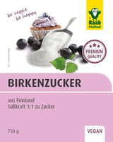 Raab Vitalfood Premium Birkenzucker, Xylit, Wegańskie, 1:1 Zucker-Alternatywa, Süßungsmittel, Zahnfreundlich, Vorratspack, 750 G Słodziki Naty Shop