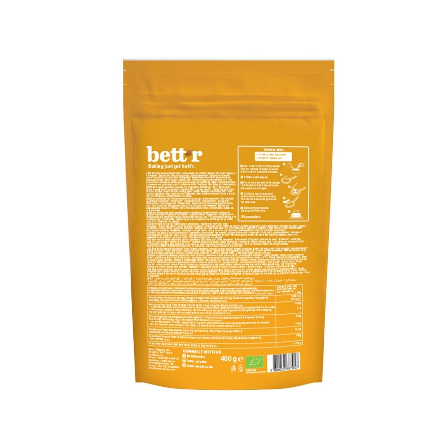 Bett'R Pancake Mix, organiczna, wegańska i bezglutenowa mieszanka do pieczenia, 6 x 400 gramów Kitchen Naty Shop