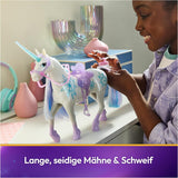 Lodowiec Unicorn Academy Unicorn — 28 cm wzrostu, oryginalny jednorożec Layla's Netflix z prawdziwą grzywą i ogonem, zdejmowaną uzdą, siodłem i szczotką, dla dzieci w wieku od 4 lat