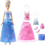 Mattel Disney Princess Toys Modna lalka Kopciuszek z 2 strojami, 9 akcesoriami, 2 topami z klipsami i 2 spódniczkami. Historie 2 w 1 inspirowane filmem Disneya JCR95