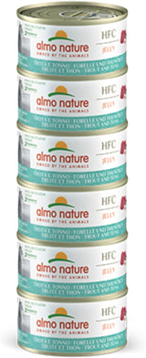 Almo Nature HFC Jelly - Mokra karma dla dorosłych kotów - Pstrąg i Tuńczyk - Jakość ludzka, Bezglutenowa - 6 x 70g