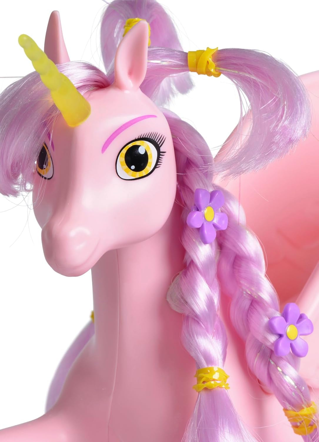 Simba 109480092 - Mia and Me Unicorn Kyara, z ruchomymi skrzydłami, spinkami do włosów i szczoteczką do stylizacji, 20 cm, od 3 lat, różowe lalki Naty Shop