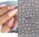 JMEOWIO 3D Nagelsticker Blume Frühlings Nail Art Naklejka Selbstklebend Nagelaufkleber 5D Stereoskopisch Sommer Bunter Blumen Dekoration Nageldesign Zubehör 4 Blatt