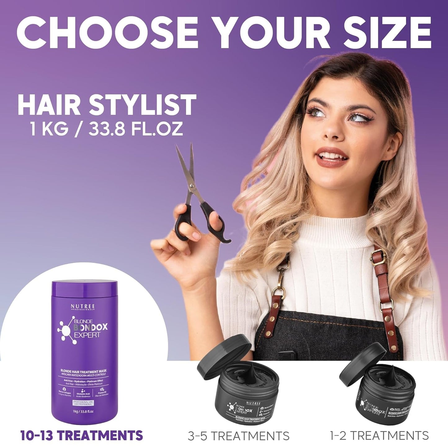 BLONDE BONDOX HAIR TREATMENT 1kg Profesjonalna Fioletowa Maska Rozgrzewająca - Oliwa z Oliwek - przywraca włosom sprężystość i elastyczność, zmiękcza, nawilża i dodaje blasku Naty Shop Maska do włosów
