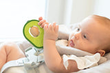 Nuby - Gryzak z awokado - Gryzak z silikonu i drewna - Obrotowy drewniany rdzeń - Zabawka ząbkująca dla niemowląt i małych dzieci - Pomoc przy ząbkowaniu - Bez BPA - powyżej 6 miesięcy