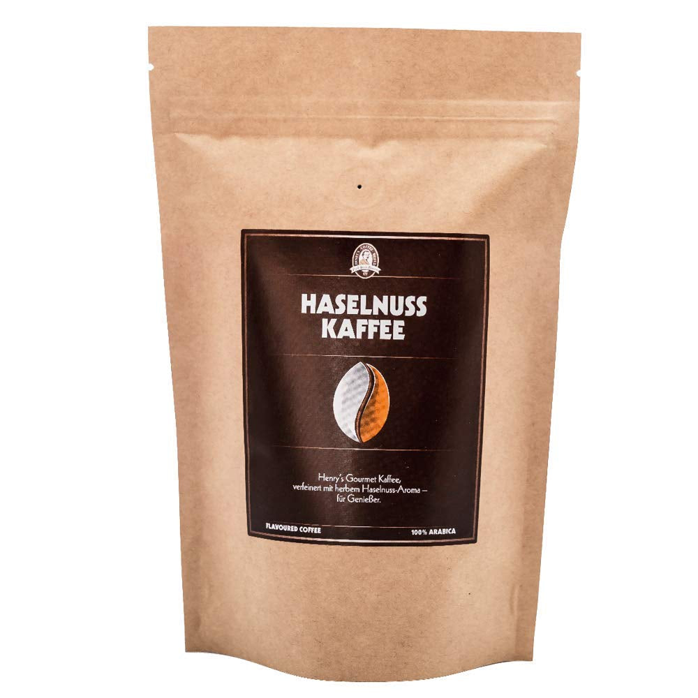 Kawa Henry's z orzechami laskowymi 1000g - Wyrafinowana kawa dla smakoszy o najlepszych smakach - palona ręcznie - ziarna kawy premium