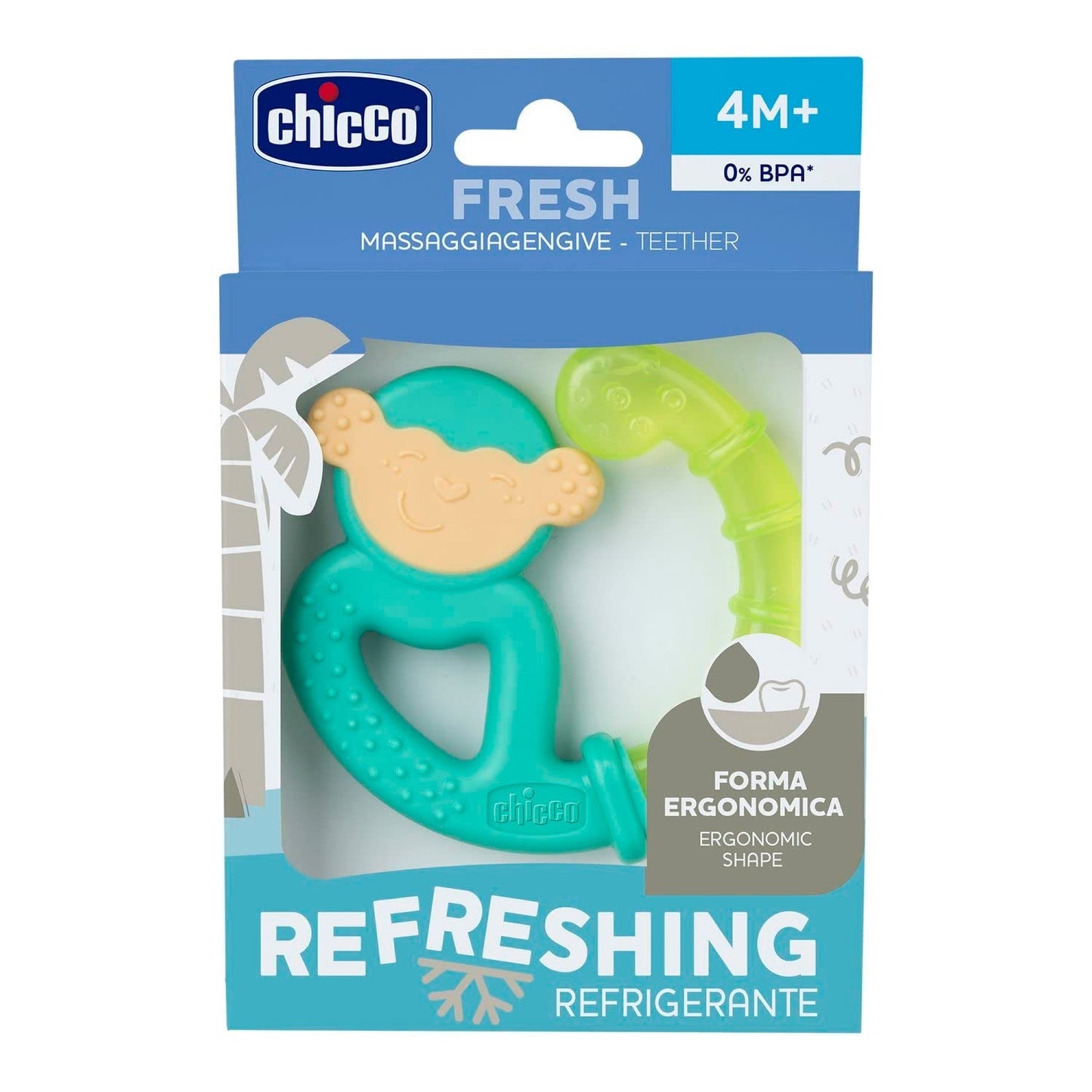 Gryzak Chicco Fresh&Relax Monkey lub Sloth, 4M+, wypełniony sterylną wodą