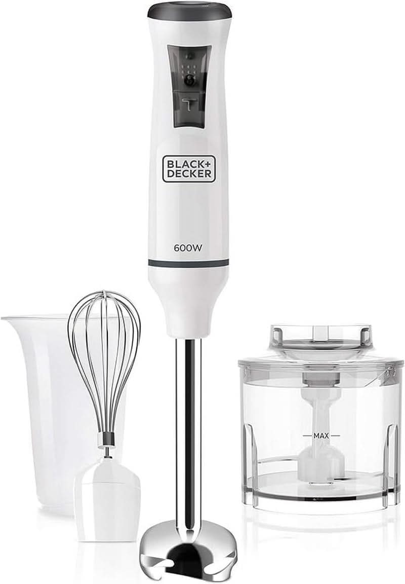 BLACK+DECKER Mikser stojący | BXHBA1500E | 1500 watów | 20 prędkości | Turbo | Edelstahl | Spritzschutz | Zawiera Pürieraufsatz, Schneebesen, Zerkleinerer Und Messbecher Kitchen Naty Shop Single 3 Zubehörteile 600W