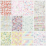 12 Blatt Nagelsticker Süß Kinder Nagelaufkleber Selbstklebend Weihnachtsblumen Blätter Tiere Pflanzen Früchte Nail Art Naklejka Dekoration Nageldesign Zubehör