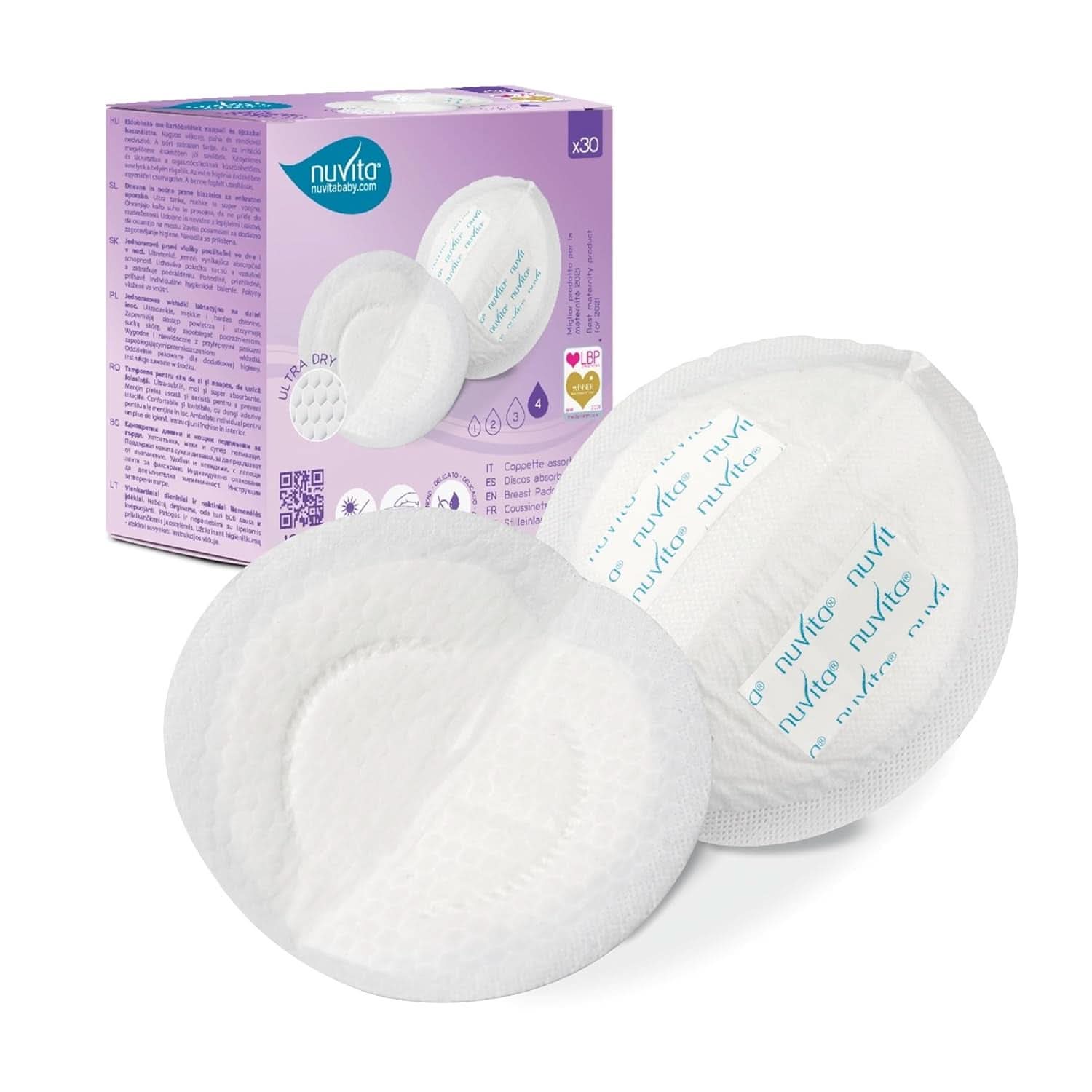 Nuvita 1202 - Absorbenty do karmienia piersią na dzień i na noc Akcesoria Żywność i karmienie piersią Baby Naty Shop 30 1202 (30 szt.)