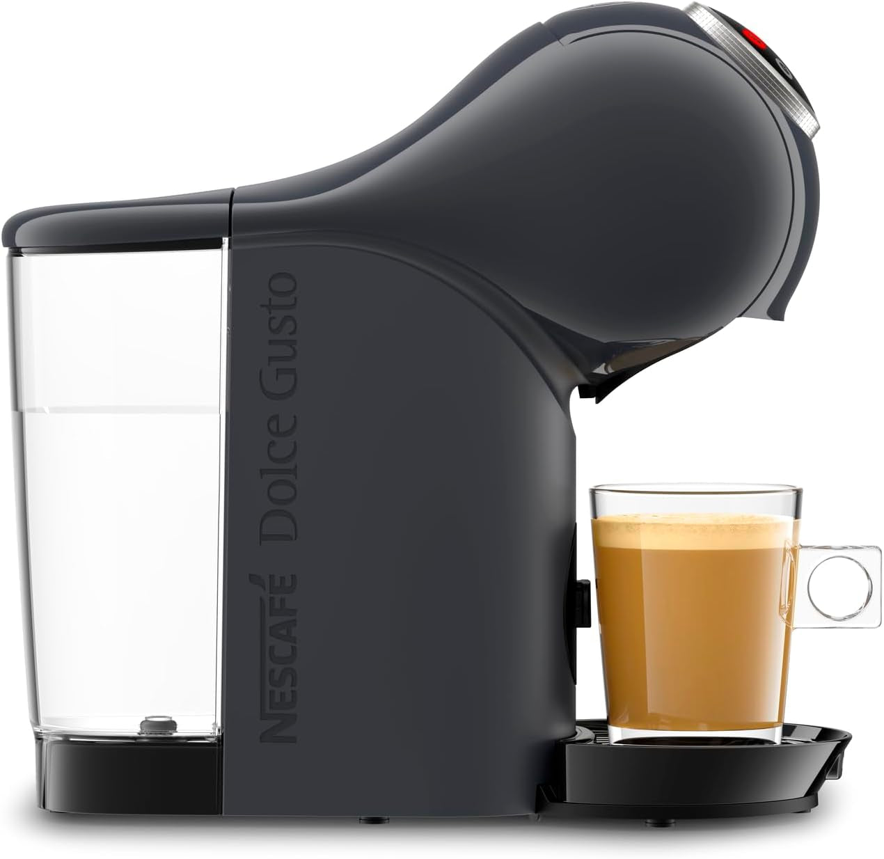 NESCAFÉ Dolce Gusto Genio S Plus firmy Krups, kompaktowy ekspres do kawy na kapsułki, pojemność 0,8 litra, 1500 W, automatyczne ostrzeganie o odkamienianiu, gwiezdna szarość, KP340B
