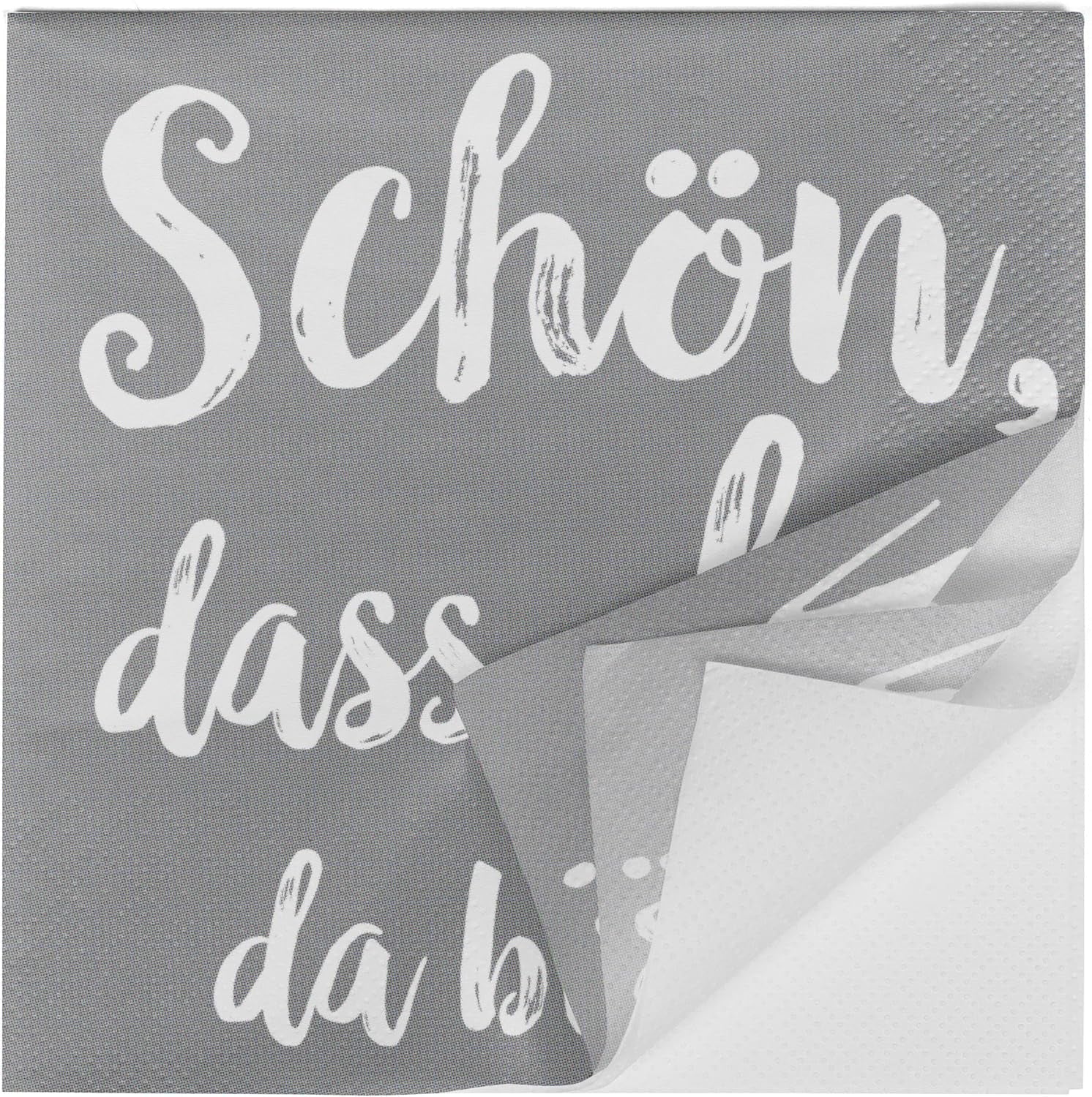 Serwetki koktajlowe HEKU „Schön Dass Du Da Bist”, 3 warstwy, 25X25 cm, 150 sztuk I Elegancki design I Idealne na uroczystości I Praktycznie zapakowane