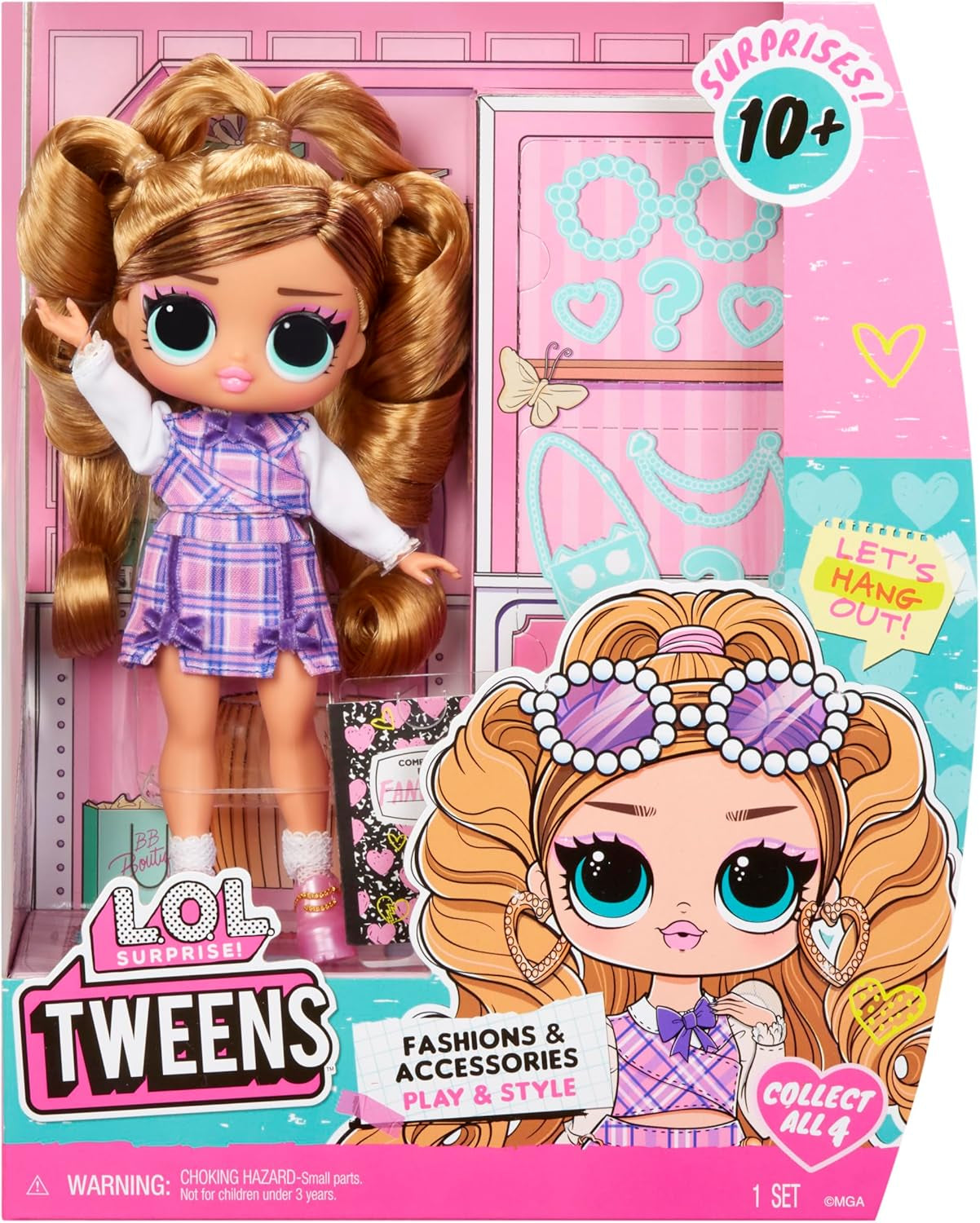 LOL niespodzianka! Lalka Tweens Core — Fancy Girl — zawiera 1 modną lalkę ze strojem i akcesoriami, 4 przedmioty kolekcjonerskie, różę