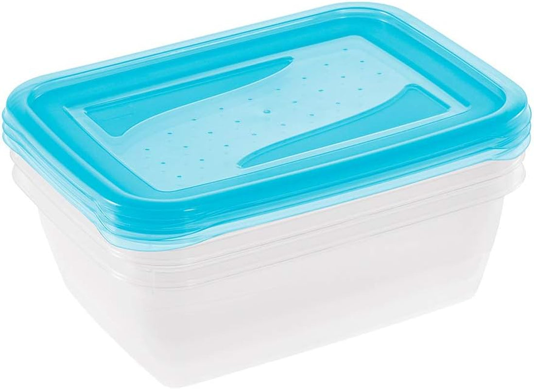 Zestaw 3 słoików do przechowywania żywności Kekeeper, 3 x 1,25 l, 20,5 x 15,5 x 6,5 cm, Fredo Fresh, przezroczysty niebieski Pudełka do przechowywania żywności Naty Shop