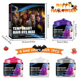 Halloween tymczasowa farba do włosów 4 kolory wosk kolorowy stylizacja włosów odcień włosów dla mężczyzn kobiety Halloween na imprezę Cosplay farba do włosów Naty Shop