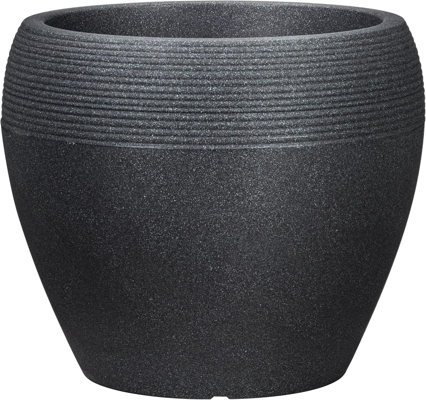 Scheurich Lineo, donica plastikowa, czarny granit, średnica 30 cm, wysokość 24,1 cm, pojemność 11 l.