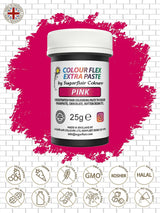 Barwnik spożywczy Sugarflair Colourflex Extra Pink Paste - Jadalny barwnik spożywczy do śmietany, czekolady, pasty cukrowej, lukru, kremówki, mieszanek do ciast, ciast i nie tylko - 25g