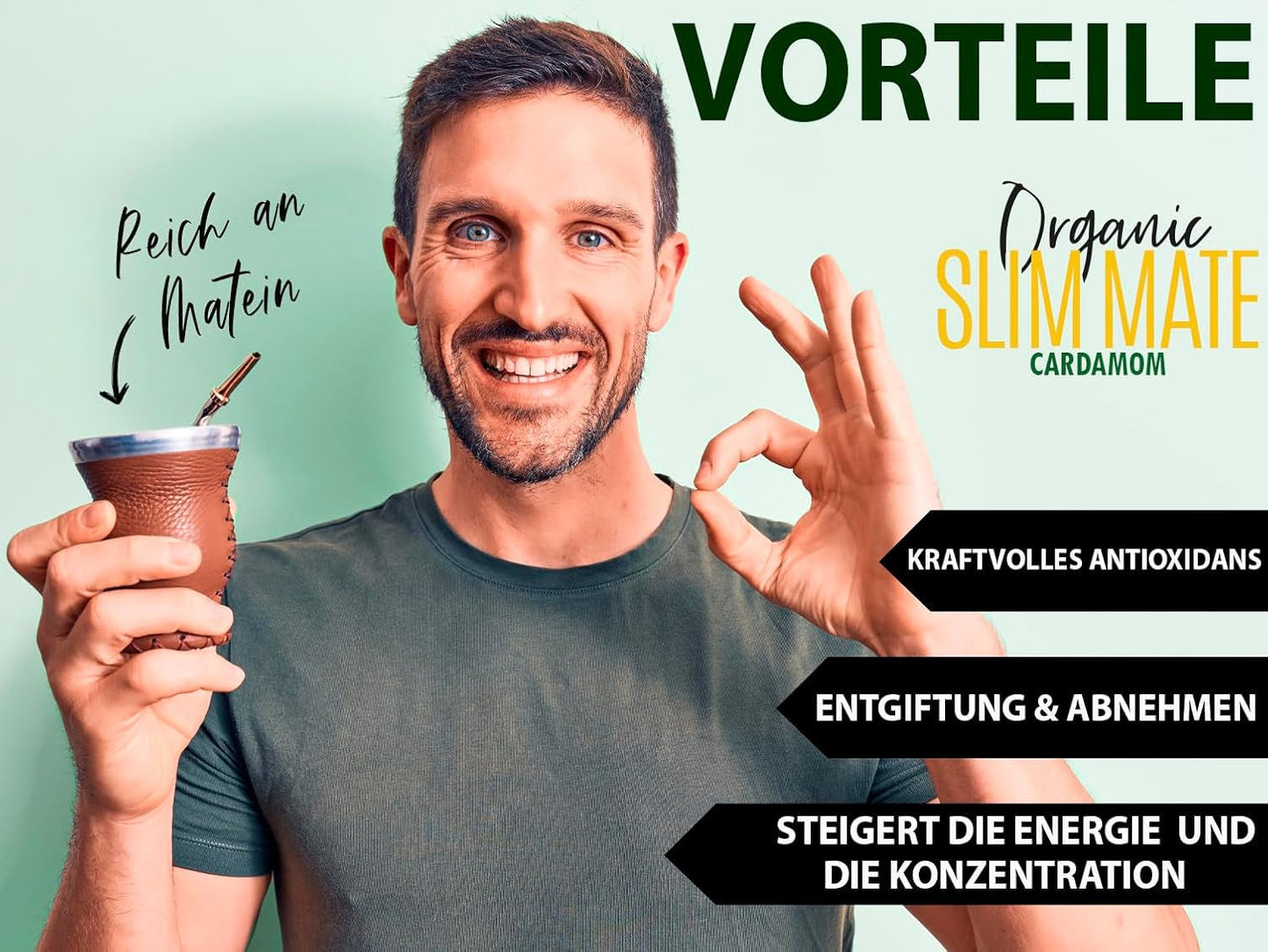 VITSTORM® Slim Tea Kardamon – BIO Herbata Yerba Mate – Herbata oczyszczająca i moczopędna – 100G