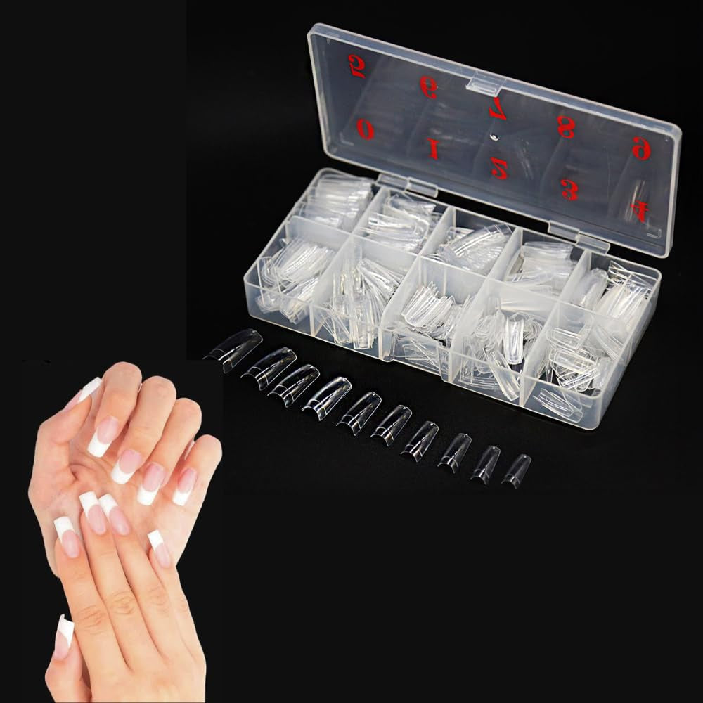 TRIXES 500 szt. Tipsy żelowe Paznokcie typu french Przezroczyste akrylowe porady do manicure DIY 10 różnych wzorów