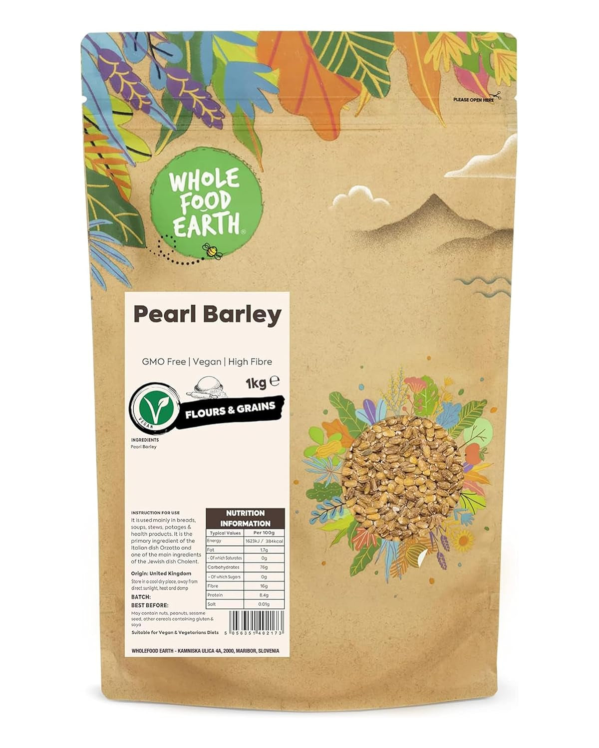 Wholefood Ziemny jęczmień perłowy - bez GMO - wegański - bez nabiału - bez dodatku cukru, 2 kg