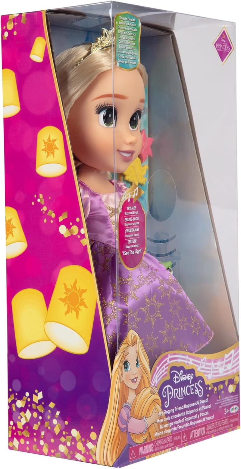Lalka Disney Princess Śpiewająca Roszpunka 35 cm, śpiewa „Widzę światło”, Zawiera akcesoria zapewniające więcej zabawy, Idealna dla dziewczynek powyżej 3. roku życia, Purple Dolls Naty Shop
