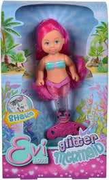 Simba 105733482 - Evi Love Glitter Mermaid, lalka syrenka z płetwą ogonową, która świeci po potrząśnięciu. Oferowany jest tylko JEDEN przedmiot.