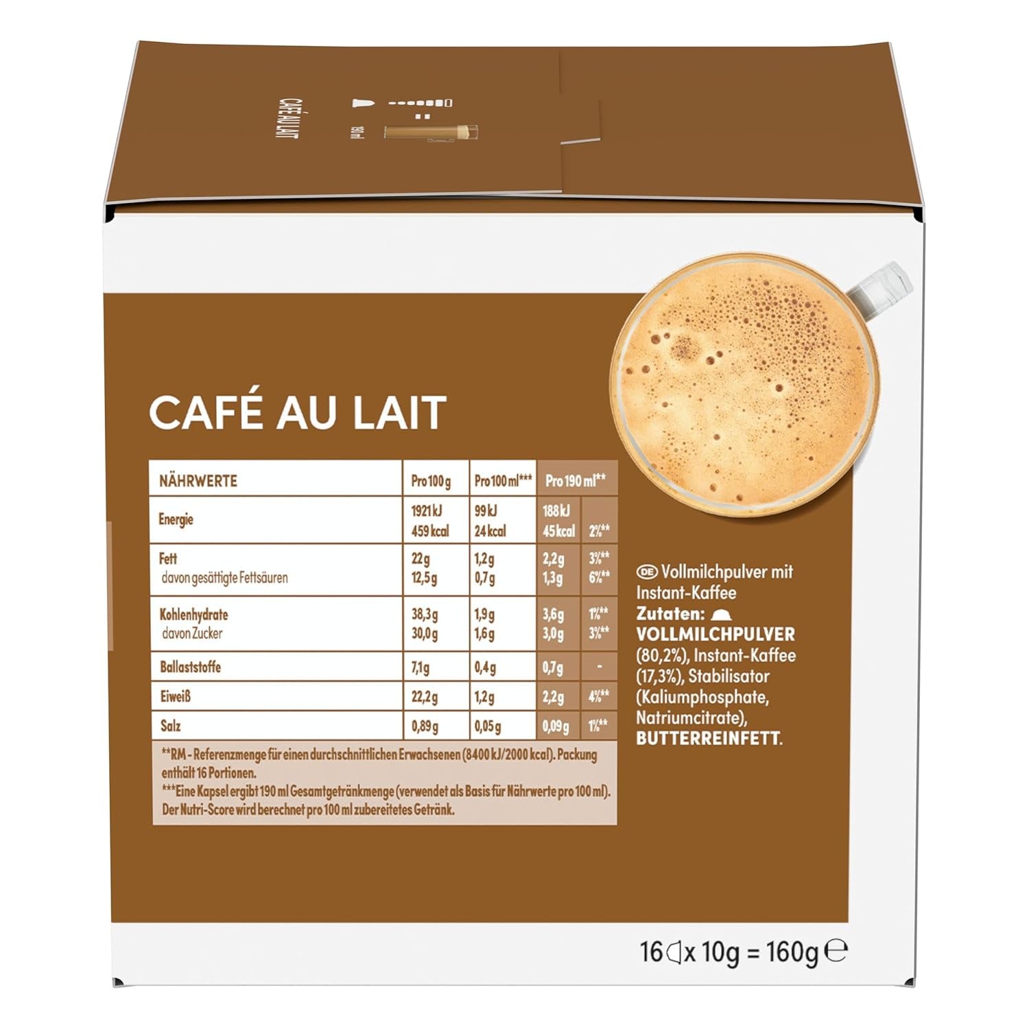 NESCAFÉ DOLCE GUSTO Café au Lait Kaffeekapseln Pakiet 6 sztuk (6 x 16 Kapseln)