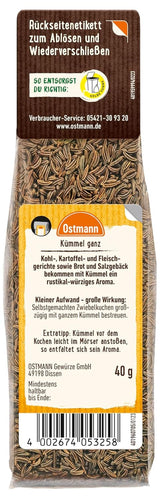 Ostmann - Cały kminek, do aromatyzowania chleba i ciastek, 40 gramów Condimente Naty Shop