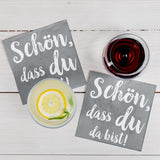 Serwetki koktajlowe HEKU „Schön Dass Du Da Bist”, 3 warstwy, 25X25 cm, 150 sztuk I Elegancki design I Idealne na uroczystości I Praktycznie zapakowane