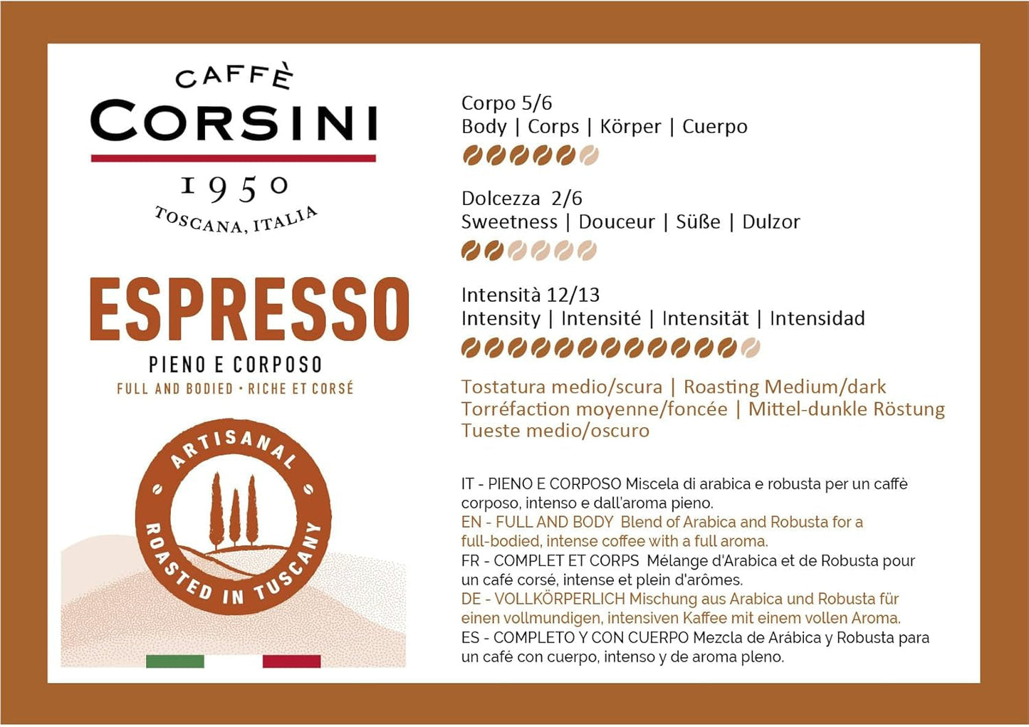 Caffè Corsini - Zestaw Aromatische Kaffeebohnen Der Perfekte Morgen, Ausgewählter Kaffee, 2x500g + 1Kg Zestaw Gesamtes 2Kg